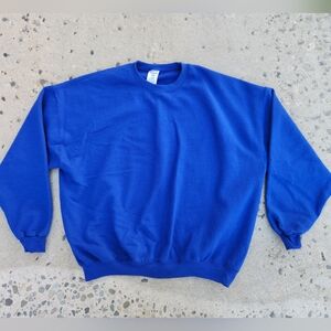 Vintage Jerzees by Russell Blue Blank Pullover Sweatshirt  2 XL XXL 80s Unisex